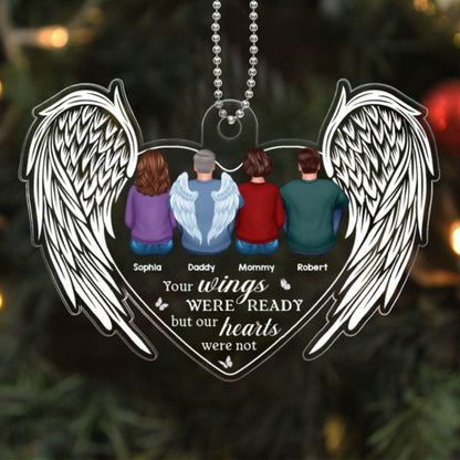 Wings Heart Family Sitting Memorial Remembrance Gifts Personalized Acrylic Ornament