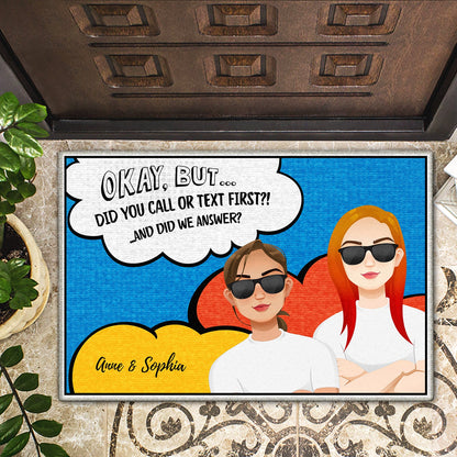 Did You Call Or Text First - Gift For Couples - Personalized Custom Doormat