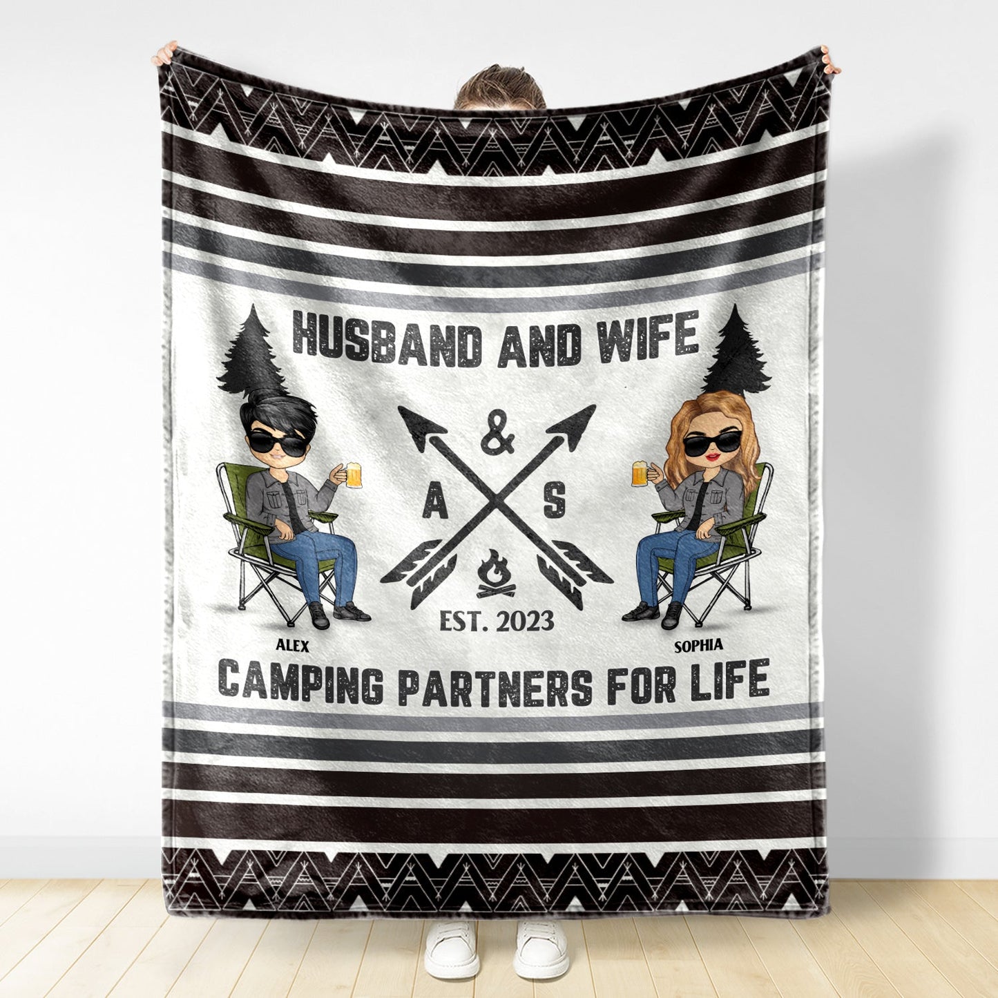 Camping Partners For Life - Gift For Couples - Personalized Fleece Blanket