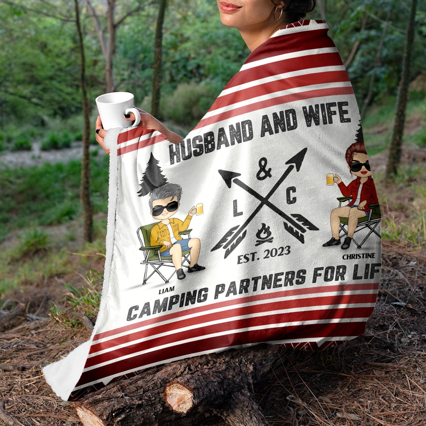 Camping Partners For Life - Gift For Couples - Personalized Fleece Blanket