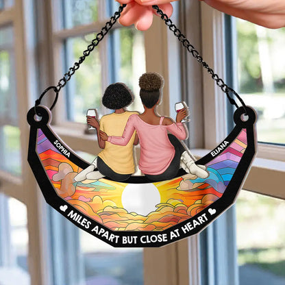 Not Sister By Blood But Sisters By Heart - Personalized Window Hanging Suncatcher Ornament