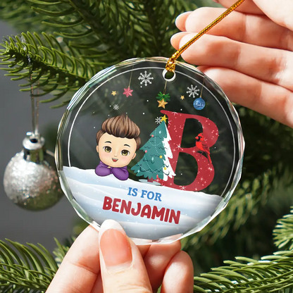 Christmas Kids Monogram - Personalized Circle Ornament