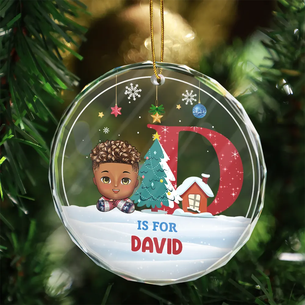 Christmas Kids Monogram - Personalized Circle Ornament