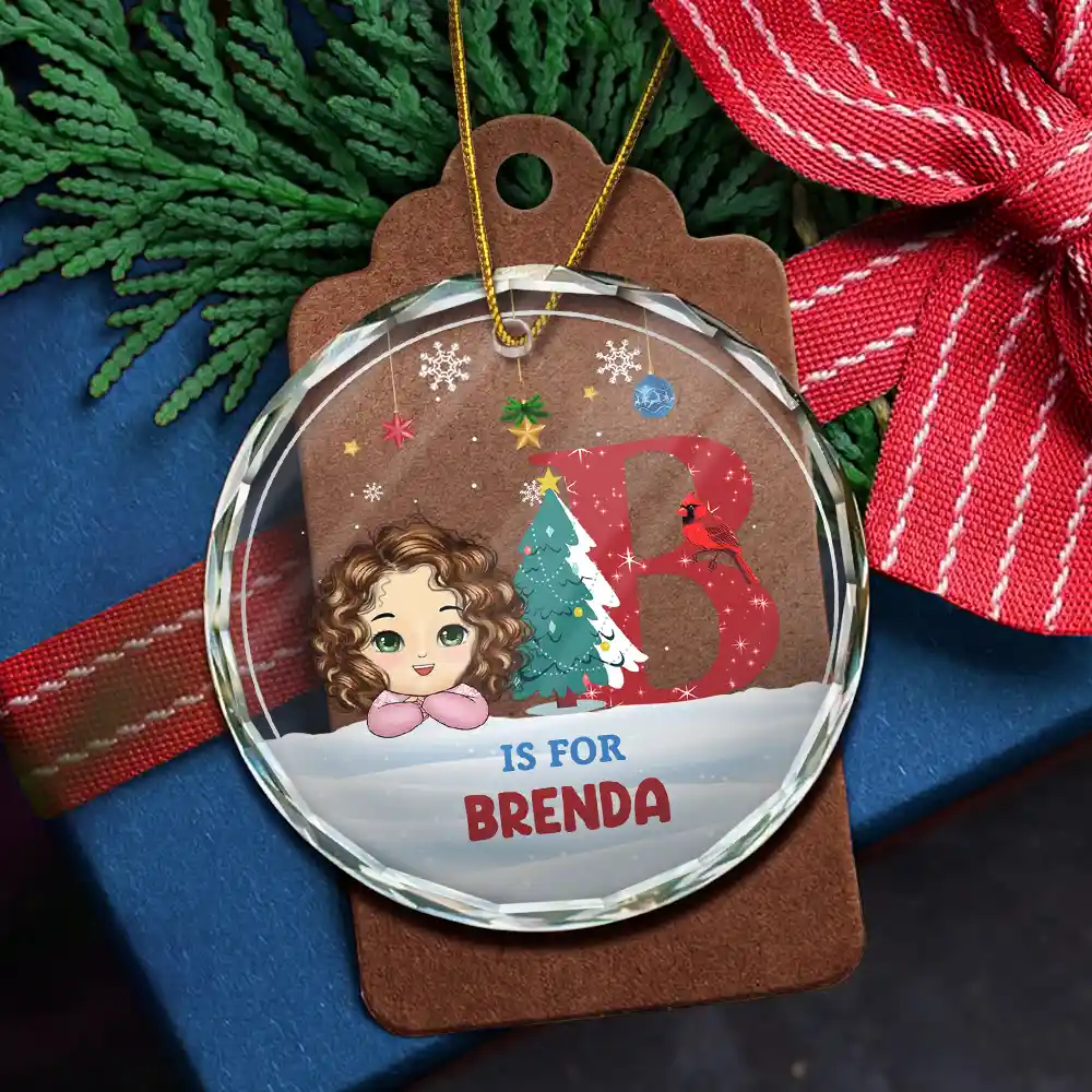 Christmas Kids Monogram - Personalized Circle Ornament