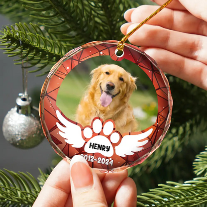 Custom Photo In Loving Memory Pet Wings - Personalized Circle Ornament