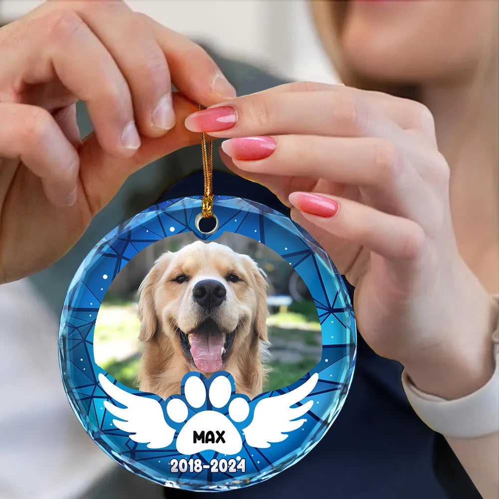 Custom Photo In Loving Memory Pet Wings - Personalized Circle Ornament