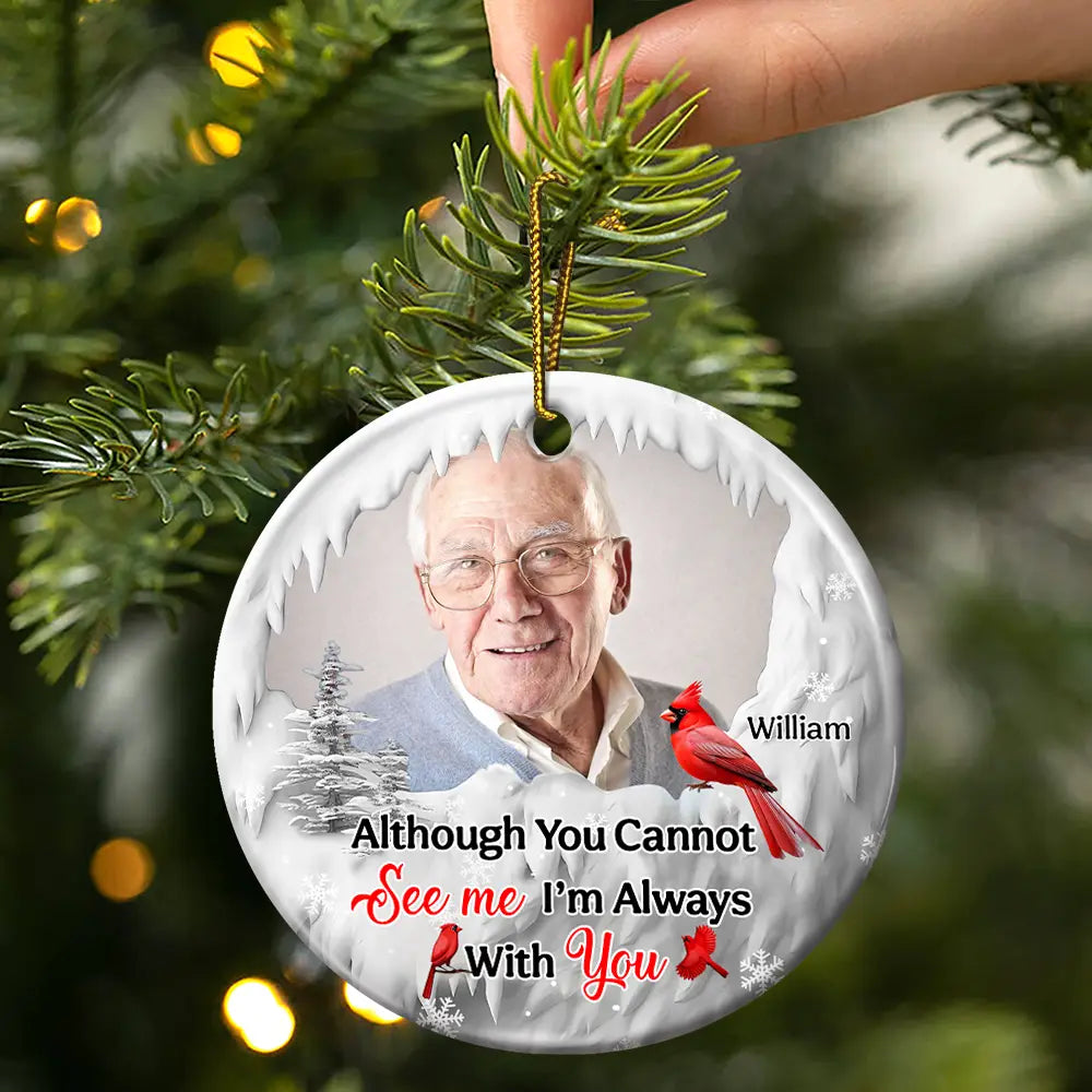 Custom Photo I'm Always With You Cardinal - Personalized Circle Acrylic Ornament