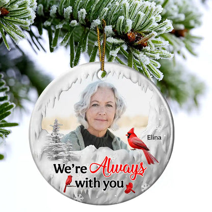 Custom Photo I'm Always With You Cardinal - Personalized Circle Acrylic Ornament