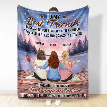 Because Of You I Laugh A Little Harder - Personalized Fleece Blanket