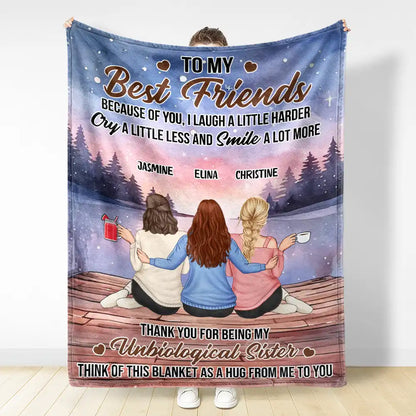 Because Of You I Laugh A Little Harder - Personalized Fleece Blanket, Sherpa Blanket