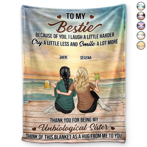 Because Of You I Laugh A Little Harder - Personalized Fleece Blanket, Sherpa Blanket