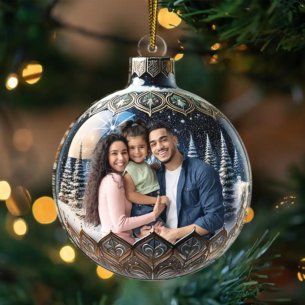 Custom Photo Family Christmas Bauble - Personalized Custom Shaped Acrylic Ornament