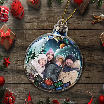 Custom Photo Family Christmas Bauble - Personalized Custom Shaped Acrylic Ornament