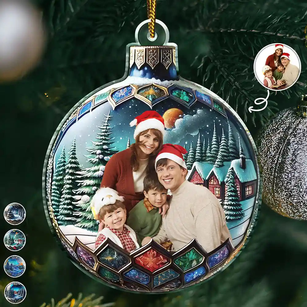 Custom Photo Family Christmas Bauble - Personalized Custom Shaped Acrylic Ornament