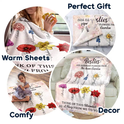 Sisters Besties Are Different Flowers From The Same Garden - Personalized Fleece Blanket, Sherpa Blanket