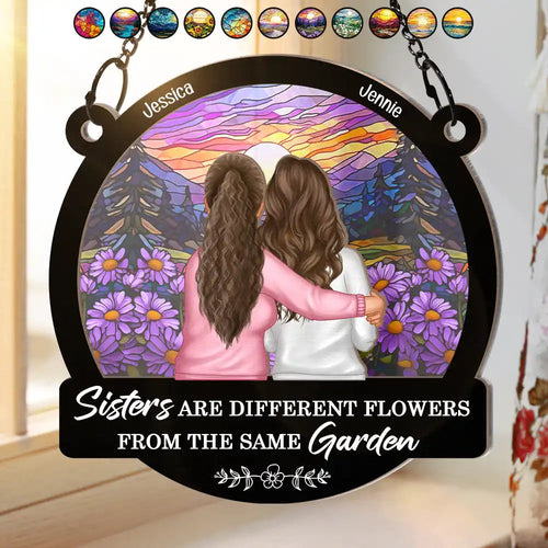 Sisters From The Same Garden - Personalized Window Hanging Suncatcher Ornament