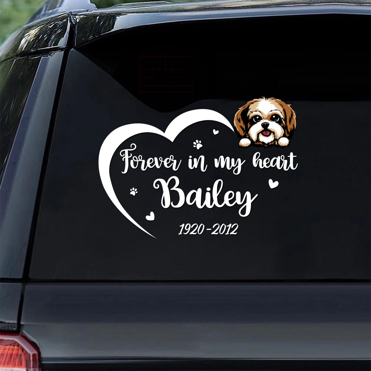 Forever In My Heart Memorial Dog Decor On Car Fridge Window Personalized Decal