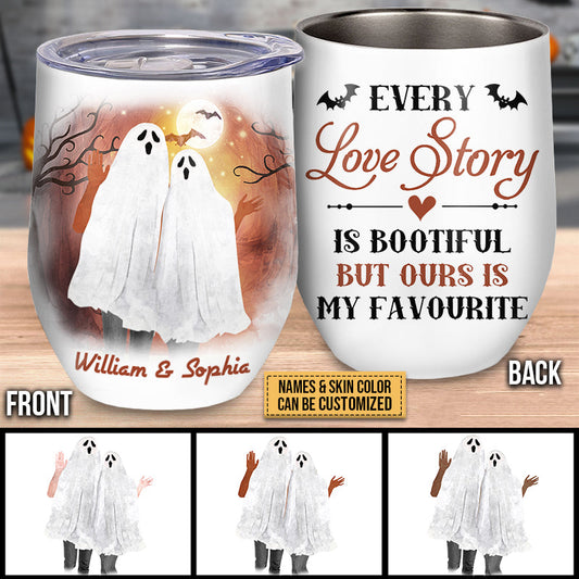 Halloween Boo Costume Couple Favorite Custom Wine Tumbler