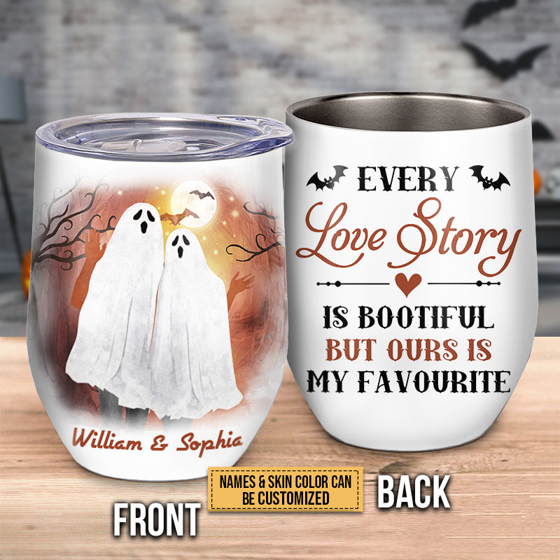 Halloween Boo Costume Couple Favorite Custom Wine Tumbler