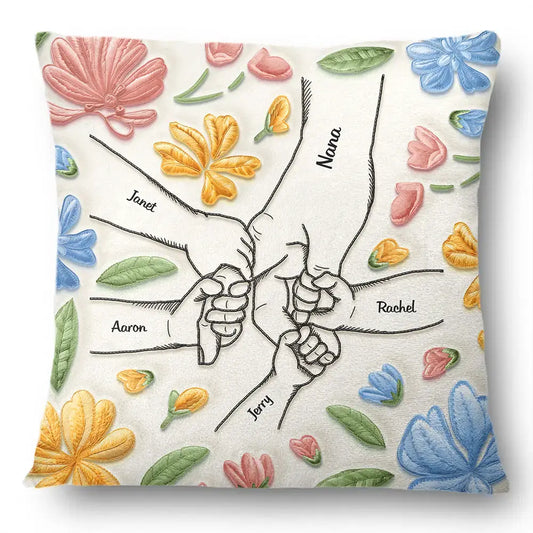 Hand In Hand, I Will Always Protect You - Faux Embroidered Effect Printed Fabric, Personalized Pillow Pillow The Next Custom Gift