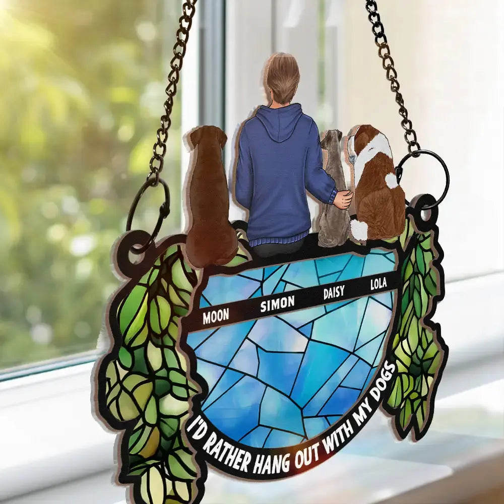 Hangout With My Dog - Personalized Window Hanging Suncatcher Ornament Hanging Suncatcher Ornament The Next Custom Gift