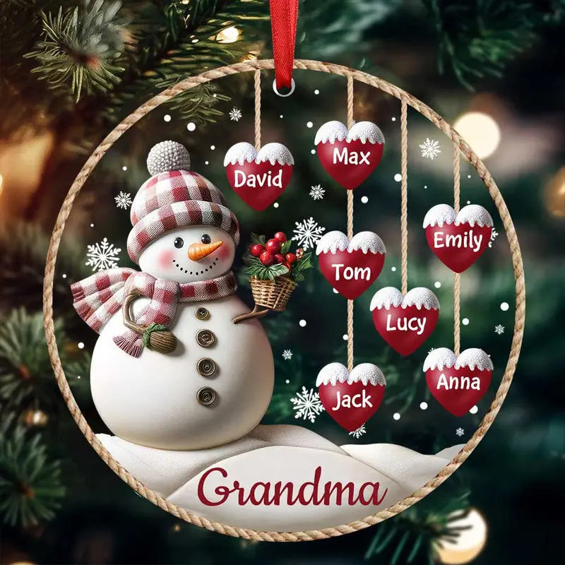 Happy Christmas Snowman Grandma Hanging Sweet Heart Kids Personalized Ornament ornament The Next Custom Gift