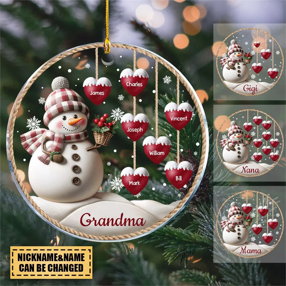 Happy Christmas Snowman Grandma Hanging Sweet Heart Kids Personalized Ornament ornament The Next Custom Gift