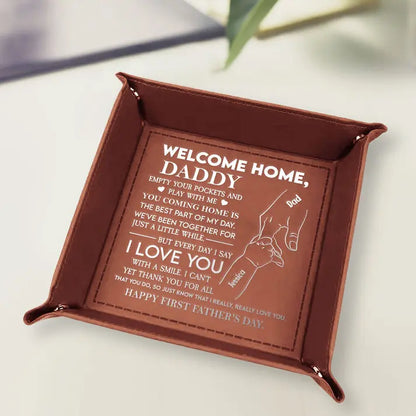 Happy First Father's Day From Baby - Personalized Leather Valet Tray