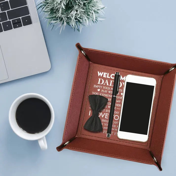 Happy First Father's Day From Baby - Personalized Leather Valet Tray