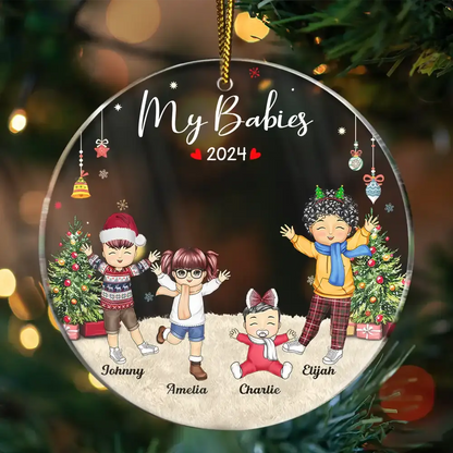 Happy Our Grandkids - Christmas Gift For Grandparents, Parents, Family - Personalized Circle Acrylic Ornament ornament The Next Custom Gift