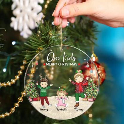 Happy Our Grandkids - Christmas Gift For Grandparents, Parents, Family - Personalized Circle Acrylic Ornament ornament The Next Custom Gift