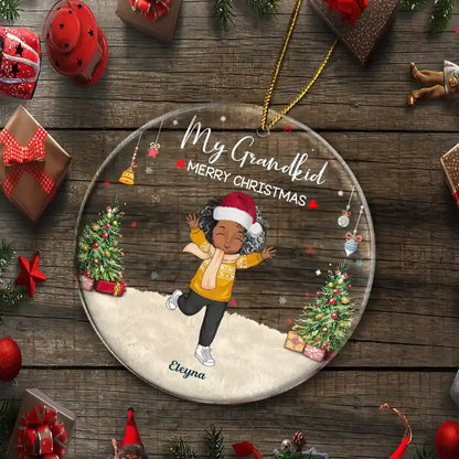 Happy Our Grandkids - Christmas Gift For Grandparents, Parents, Family - Personalized Circle Acrylic Ornament ornament The Next Custom Gift