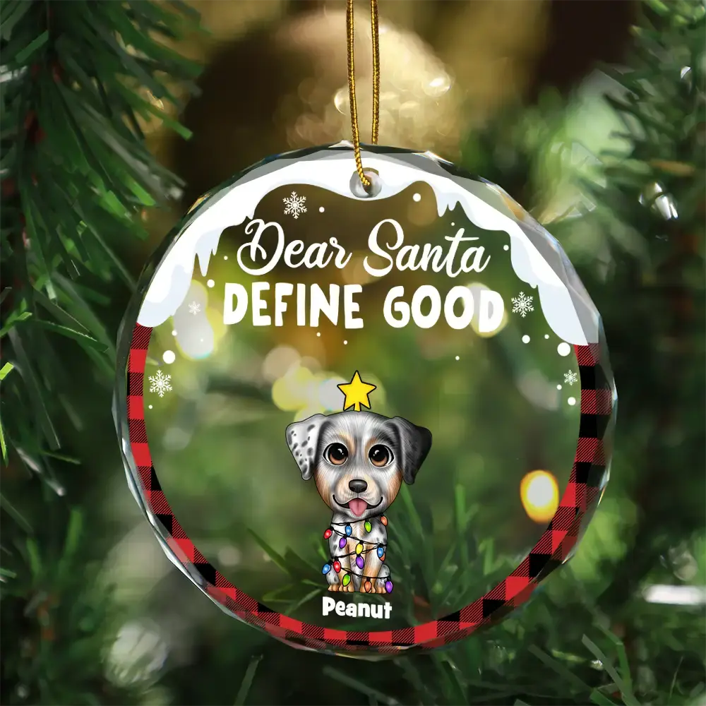 Happy Pawlidays Christmas Dog Cat - Personalized Circle Glass Ornament Ornament The Next Custom Gift