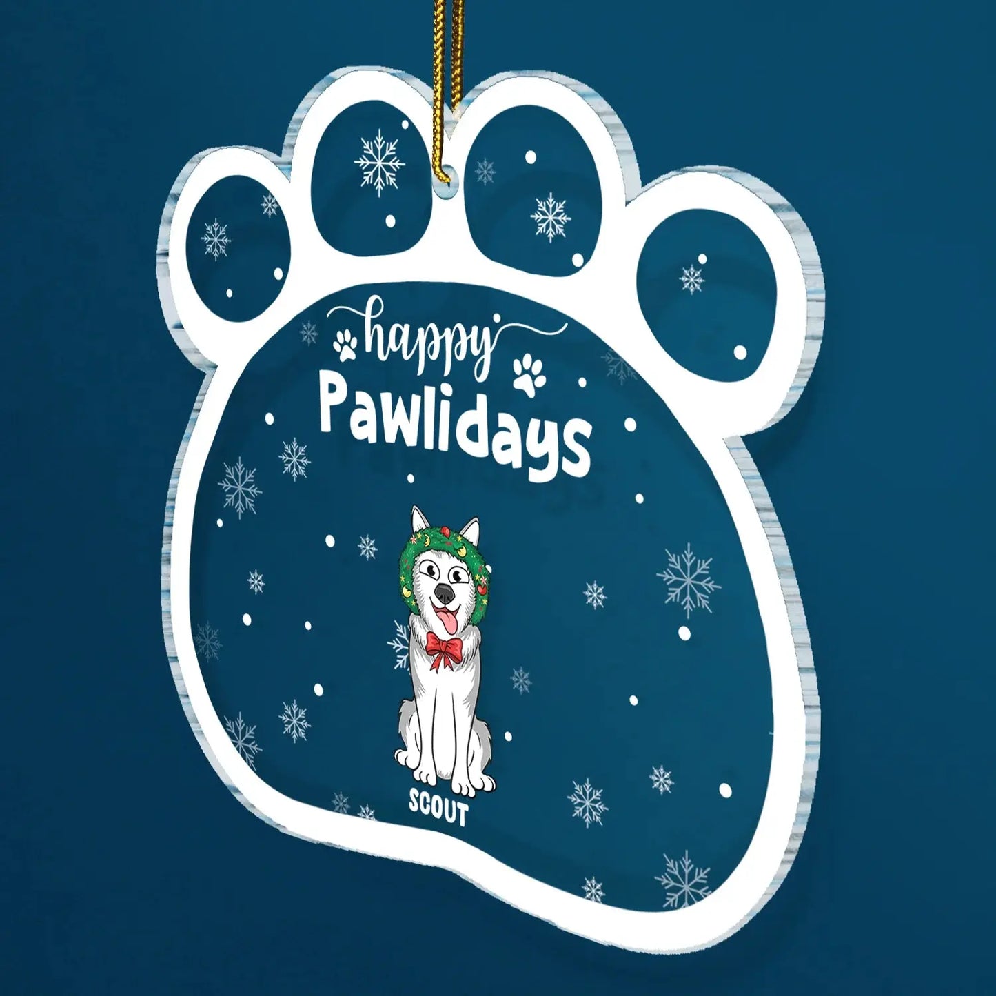 Happy Pawlidays Funny Cartoon Dogs Cats - Christmas Gift For Pet Lovers - Personalized Custom Shaped Acrylic Ornament ornament The Next Custom Gift