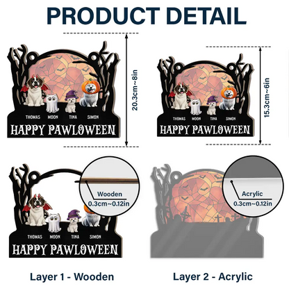 Happy Meowloween Halloween Pets - Personalized Window Hanging Suncatcher Ornament