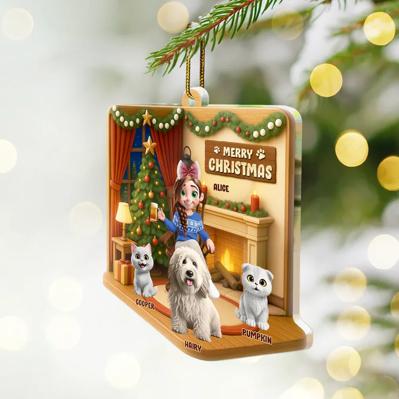 Happy Pawlidays Christmas House Model - Personalized Custom Shaped Acrylic Ornament