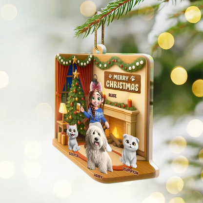 Happy Pawlidays Christmas House Model - Personalized Custom Shaped Acrylic Ornament