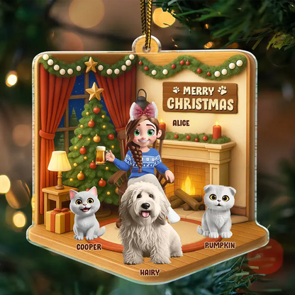 Happy Pawlidays Christmas House Model - Personalized Custom Shaped Acrylic Ornament