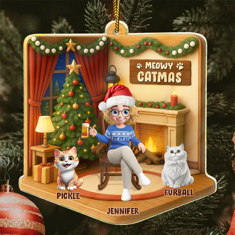 Happy Pawlidays Christmas House Model - Personalized Custom Shaped Acrylic Ornament