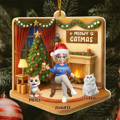 Happy Pawlidays Christmas House Model - Personalized Custom Shaped Acrylic Ornament