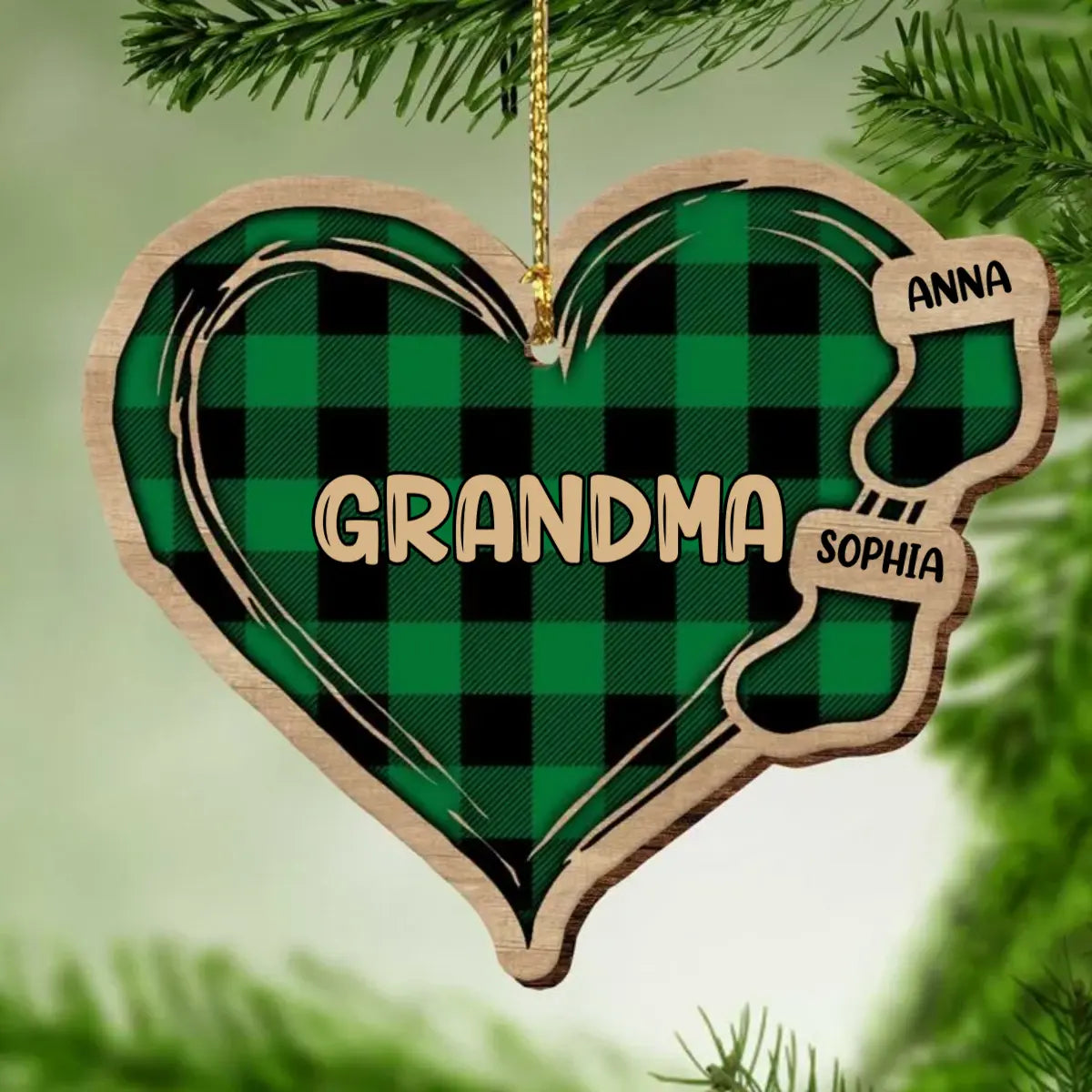 Heart Christmas Socks Mom Grandma Personalized Wood Ornament Ornament The Next Custom Gift