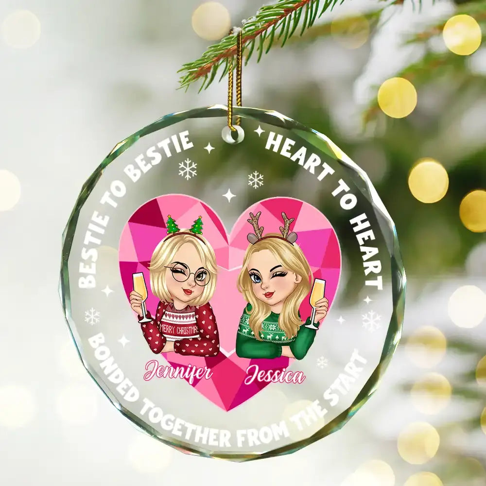 Heart To Heart - Personalized Circle Glass Ornament ornament The Next Custom Gift