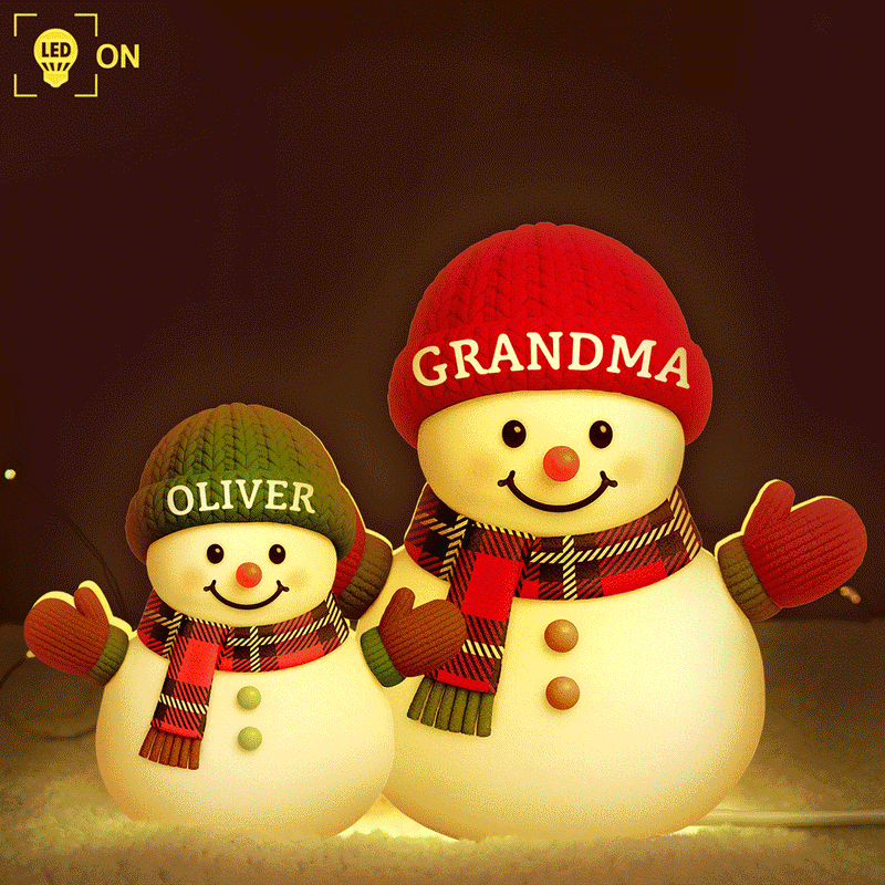 Heartwarming Snowman Grandma Grandkids - Personalized Custom Shaped Light Box