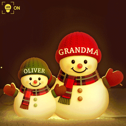 Heartwarming Snowman Grandma Grandkids - Personalized Custom Shaped Light Box