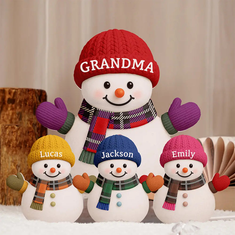 Heartwarming Snowman Grandma Grandkids - Personalized Custom Shaped Light Box