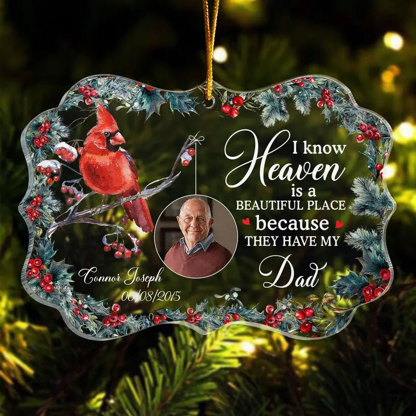 Heaven Is A Beautiful Place - Personalized Memorial Photo Ornament ornament The Next Custom Gift