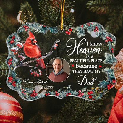 Heaven Is A Beautiful Place - Personalized Memorial Photo Ornament ornament The Next Custom Gift