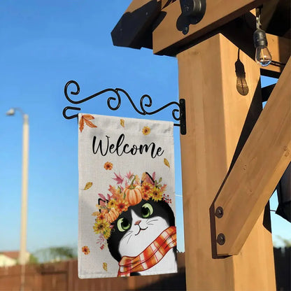 Hello Fall Cute Peeking Cat Personalized Garden Flag Garden Flag The Next Custom Gift