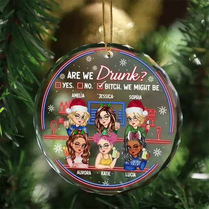 Here's To Another Year Of Bonding Over Alcohol Christmas Bestie - Personalized Circle Glass Ornament ornament The Next Custom Gift