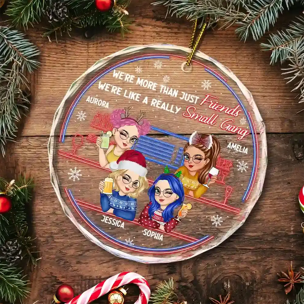 Here's To Another Year Of Bonding Over Alcohol Christmas Bestie - Personalized Circle Glass Ornament ornament The Next Custom Gift